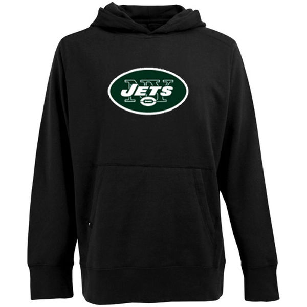 Men Antigua New York Jets Signature Pullover Hoodie Black